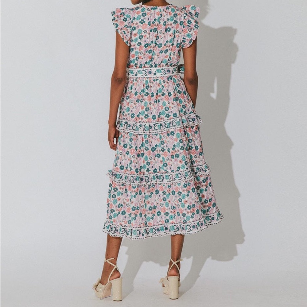 Cleobella Floral Midi Dress in Pink, Green and White - Picture 3 of 15